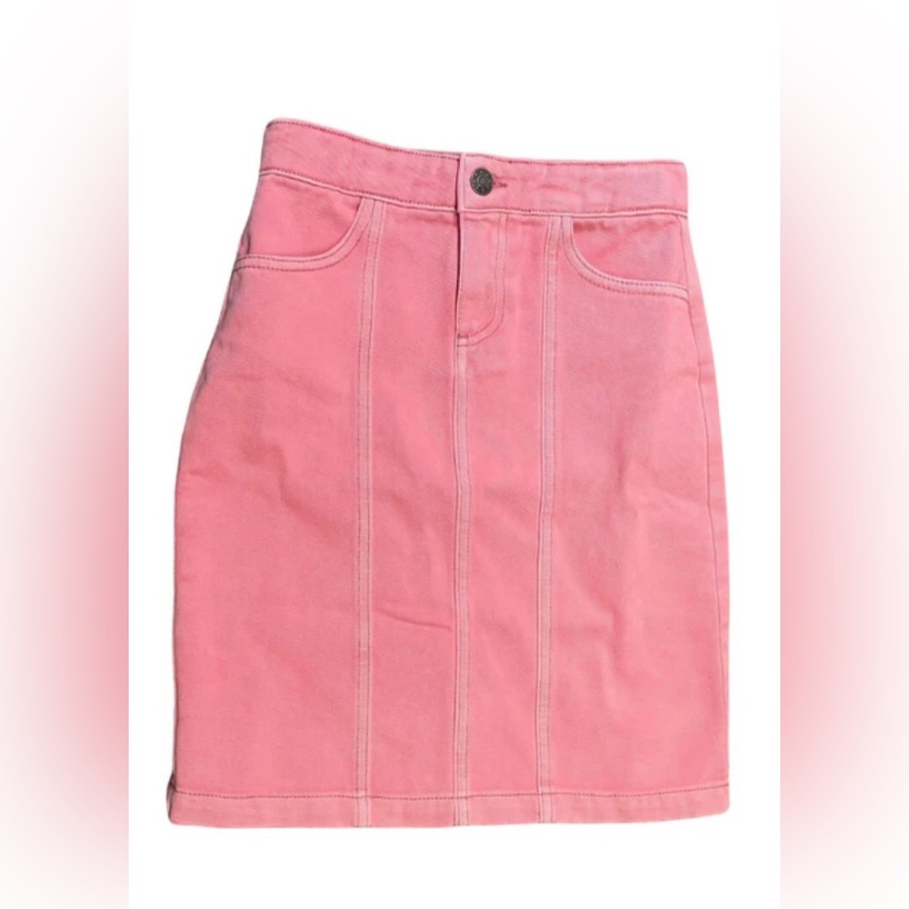 Tocoto vintage girls pink denim long skirt